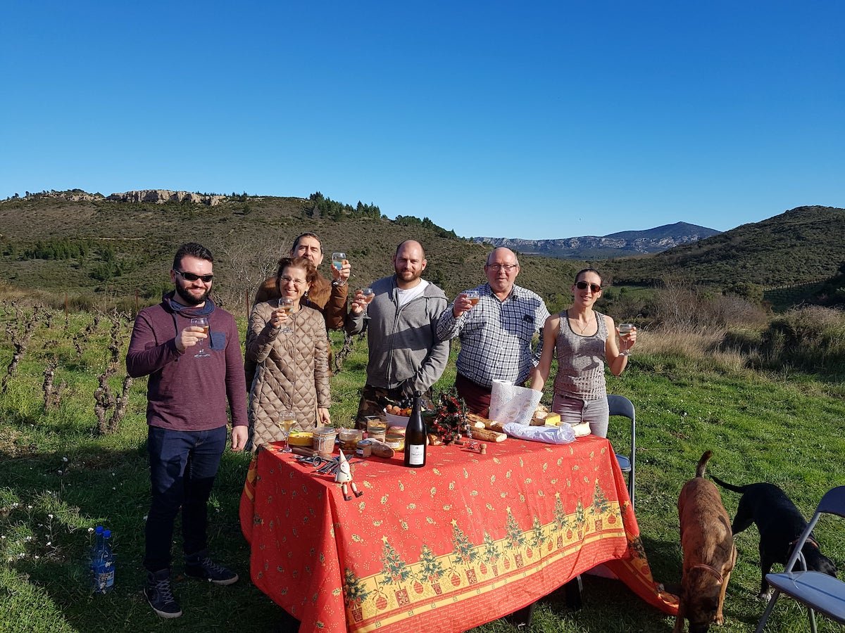 Domaine Cirrus, décembre 2019 - repas de Noël dans les vignes, en famille